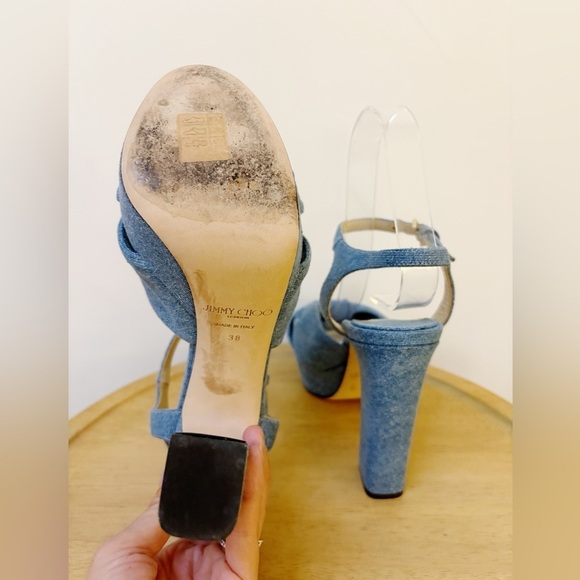 Jimmy Choo Heloise Denim Platform Heel Sandals - Picture 11 of 11